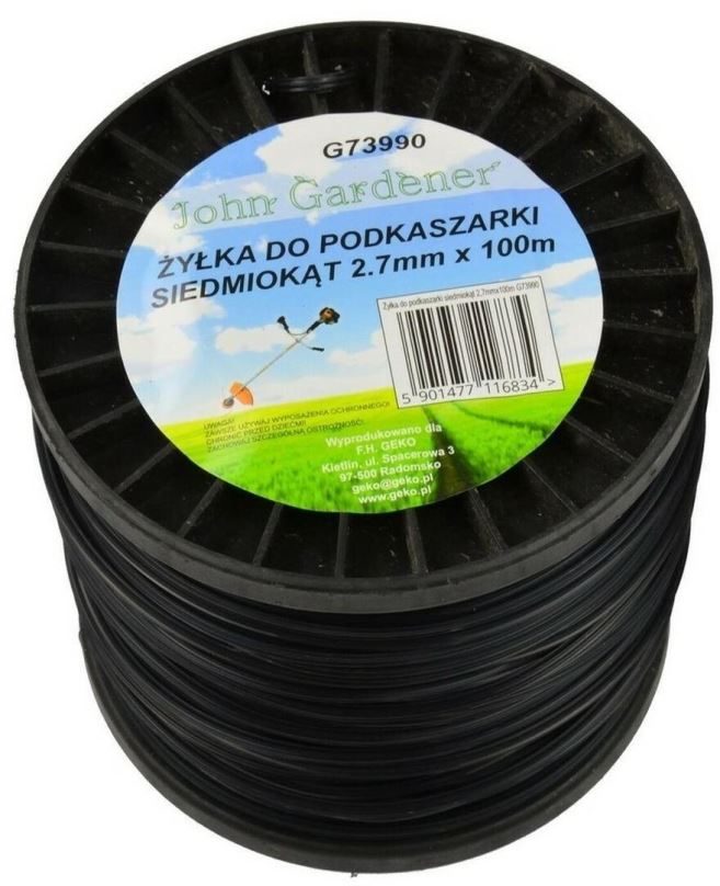 Žací struna GEKO Struna do sekačky černá, 2,7mm, 100m, sedmihran, nylon