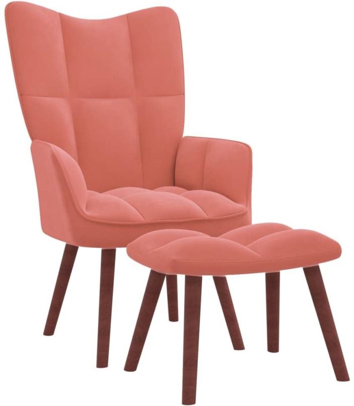 Křeslo Relaxační křeslo se stoličkou růžové samet, 328066