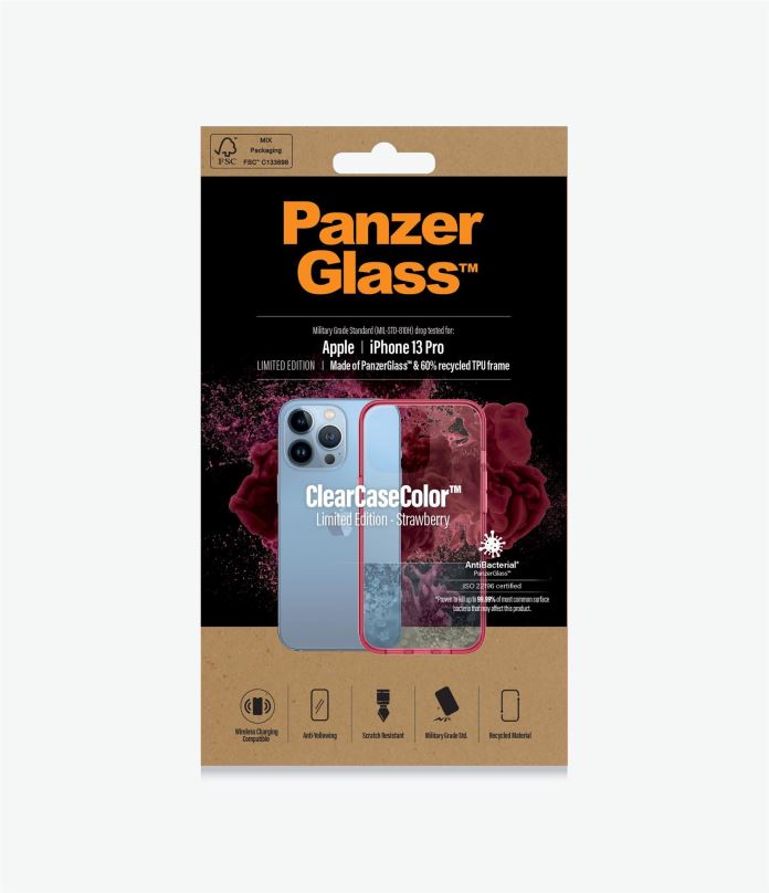 Kryt na mobil PanzerGlass ClearCaseColor Apple iPhone 13 Pro (červený - Strawberry)