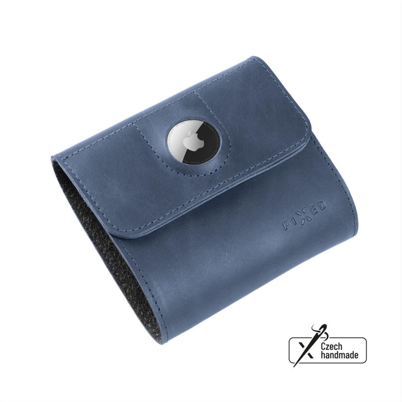 Peněženka FIXED Classic Wallet for AirTag z pravé hovězí kůže modrá
