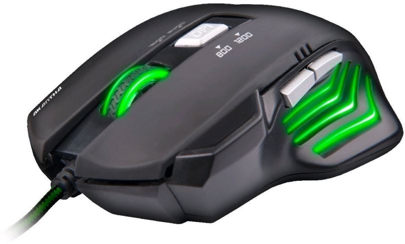 Herní myš C-TECH GM-01G Akantha (zelené podsvícení)