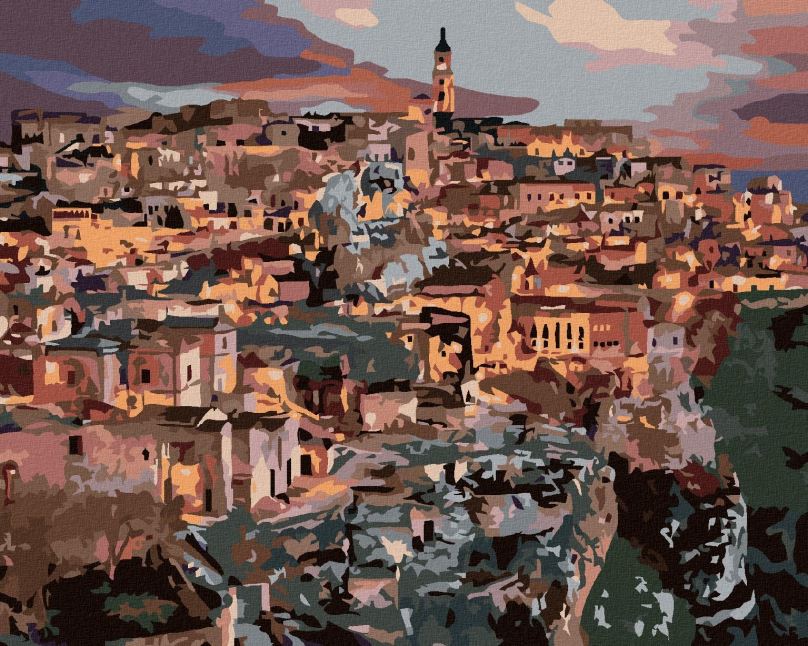 Malování podle čísel Město Matera, 40x50 cm, vypnuté plátno na rám