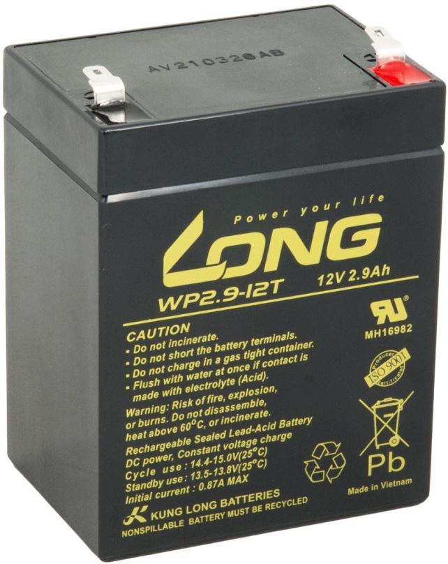 Baterie pro záložní zdroje Long baterie 12V 2,9Ah F1 (WP2.9-12T)