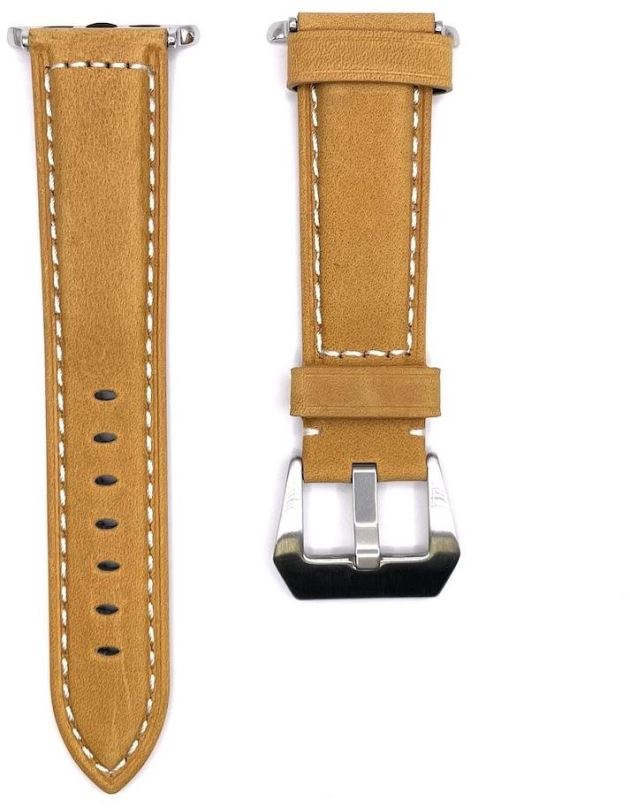 Řemínek BStrap Leather Lux pro Apple Watch 42mm / 44mm / 45mm, silver/brown