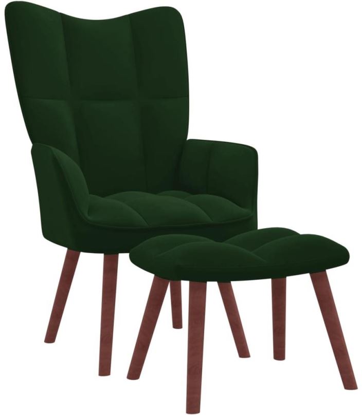 Křeslo Relaxační křeslo se stoličkou tmavě zelené samet, 328064
