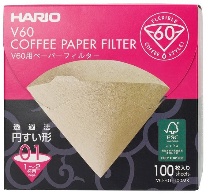 Filtr na kávu Hario Misarashi papírové filtry V60-02, nebělené, 100ks, BOX