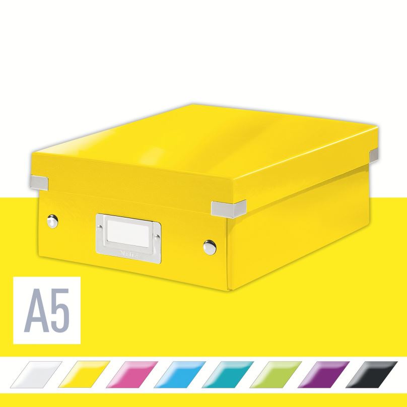 Archivační krabice LEITZ WOW Click & Store A5 22 x 10 x 28.2 cm, žlutá