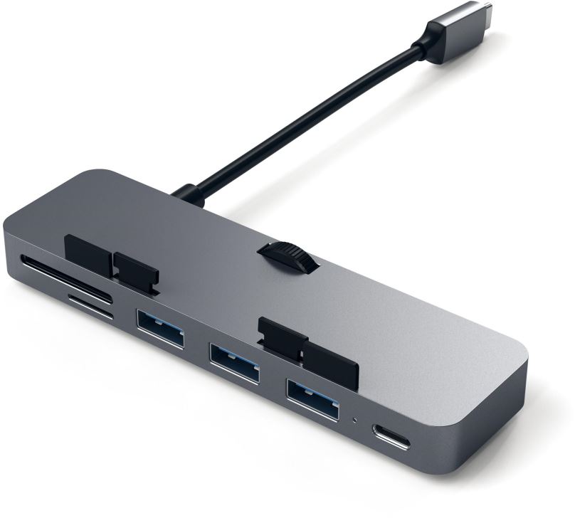Replikátor portů Satechi Aluminum Type-C CLAMP PRO Hub (3x USB 3.0,MicroSD) - Space Gray