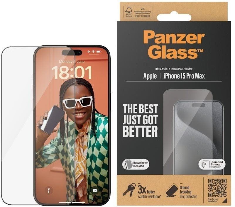 Ochranné sklo PanzerGlass Apple iPhone 15 Pro Max s instalačním rámečkem