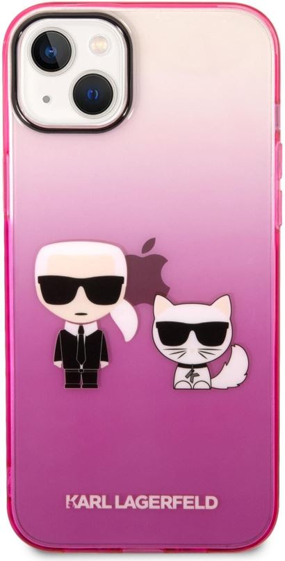 Kryt na mobil Karl Lagerfeld Gradient Karl and Choupette Zadní Kryt pro iPhone 14 Plus Pink