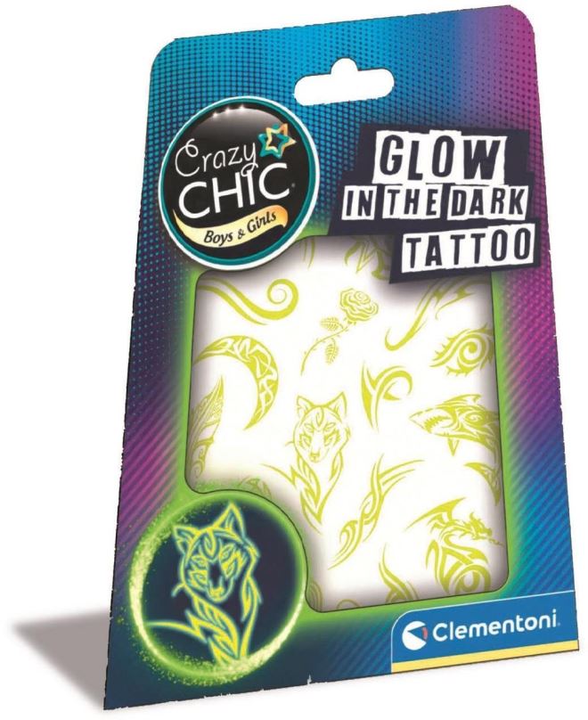 Dočasné tetování Clementoni Tetovačky  GLOW IN THE DARK