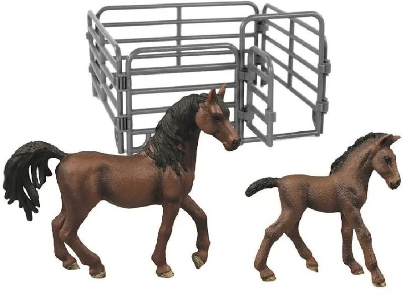 Figurky Rappa sada  2 ks hnědých koní s ohradou