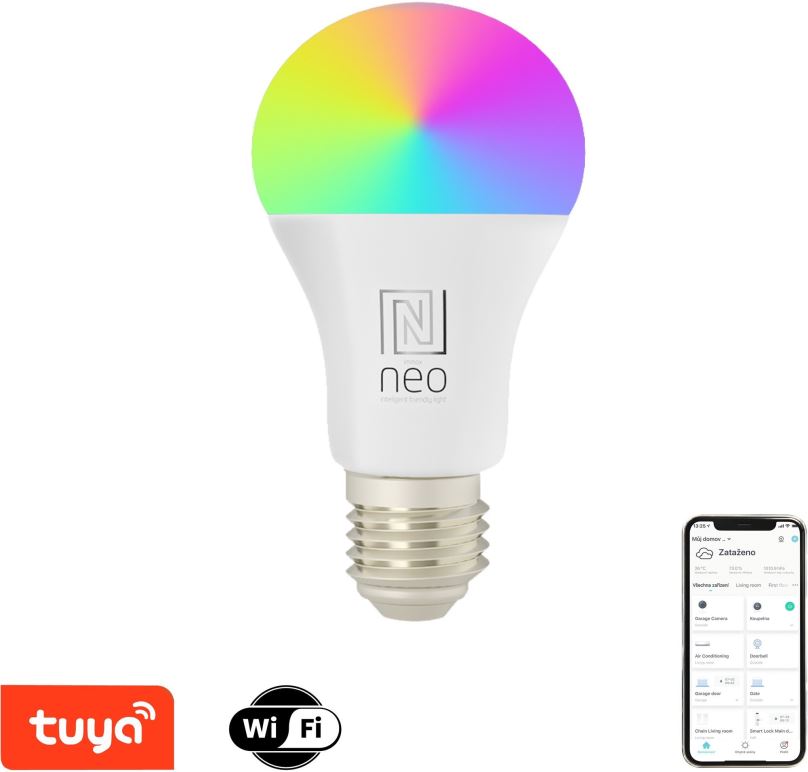 LED žárovka IMMAX NEO LITE Smart žárovka LED E27 9W RGB+CCT barevná a bílá, stmívatelná, WiFi