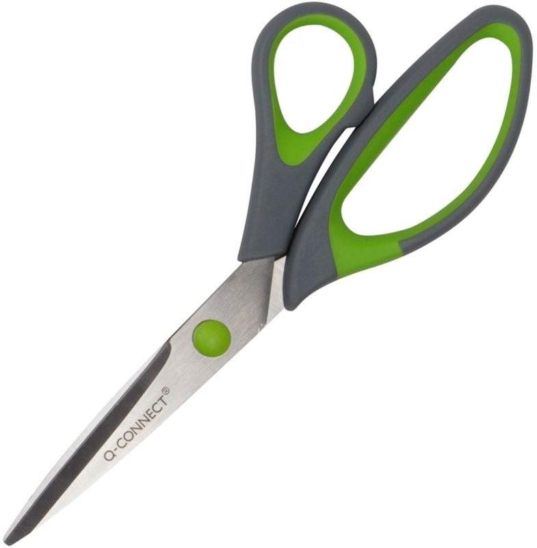 Kancelářské nůžky Q-CONNECT Soft Grip 20 cm zeleno-šedé