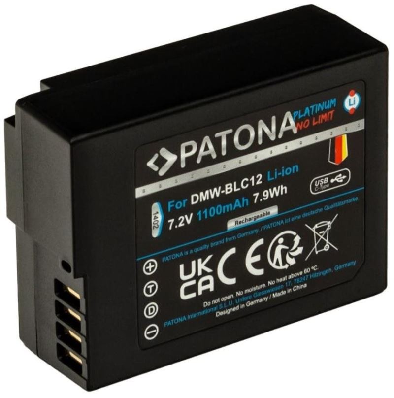 Baterie pro fotoaparát PATONA baterie pro Panasonic DMW-BLC12 1100mAh Li-Ion Platinum USB-C nabíjení