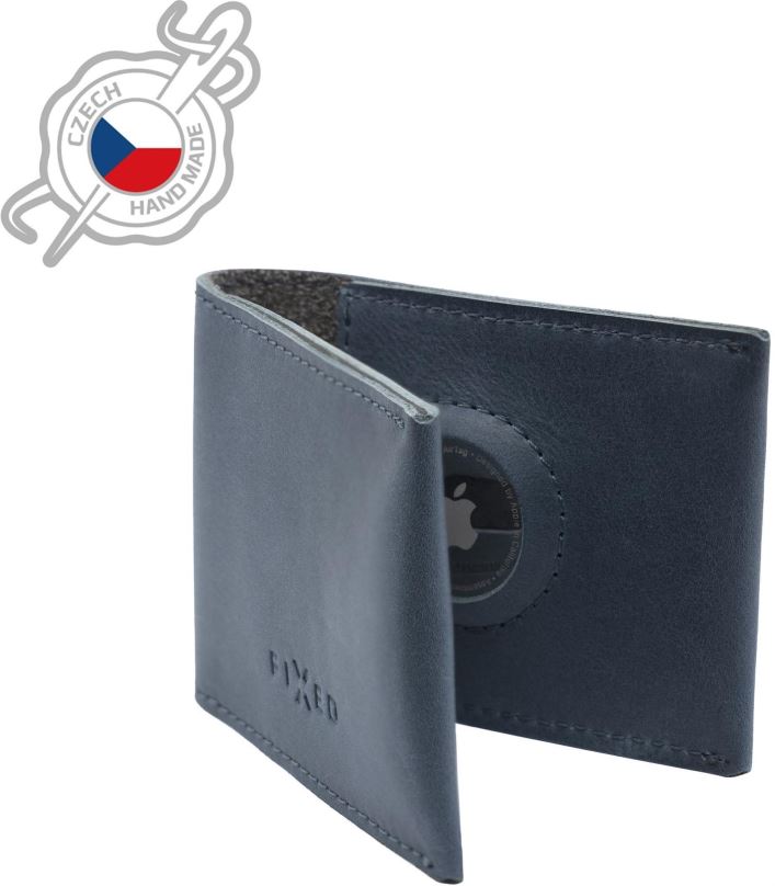 Peněženka FIXED Wallet for AirTag z pravé hovězí kůže modrá