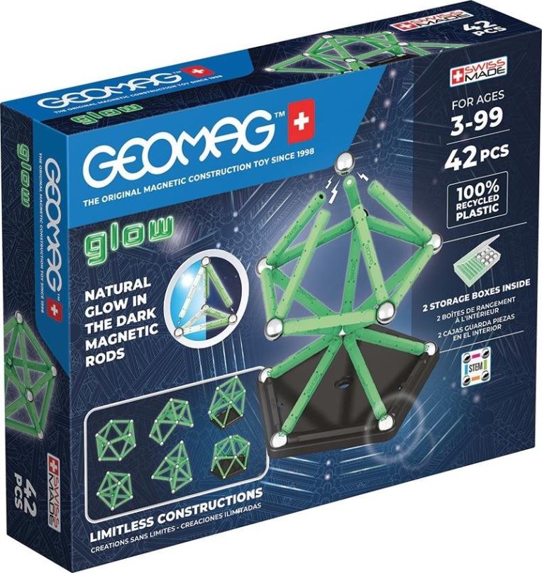 Stavebnice Geomag Glow Recycled 42 dílků