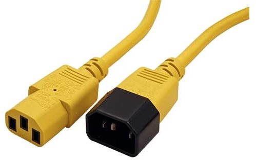 Napájecí kabel ROLINE síťový 1.8m - žlutý, prodlužovací
