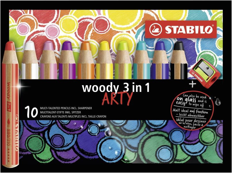 Pastelky STABILO woody ARTY 3 v 1, 10 barev