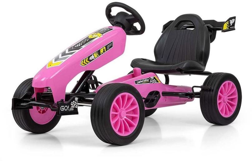 Sportovní odrážedlo Milly Mally Dětská šlapací motokára Go-kart Rocket růžová