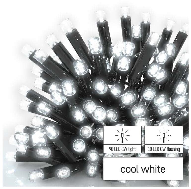 Světelný řetěz EMOS Profi LED spojovací řetěz problikávající, 10 m, venkovní i vnitřní, studená bílá