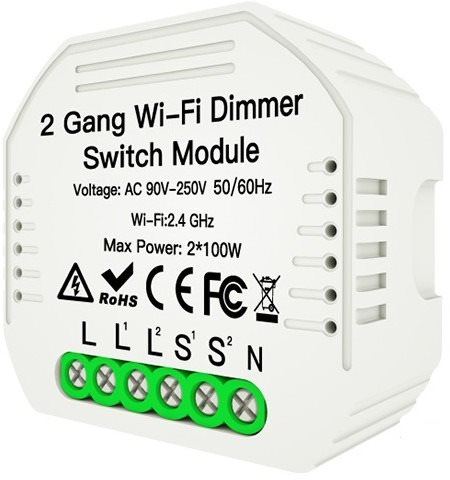 WiFi spínač MOES 
Hidden wifi smart Dimmer switch 2gang