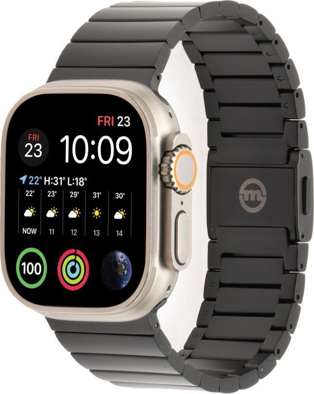 Řemínek Mobile Origin Watch Titanium Band Black Apple Watch 49mm/45mm/44mm/42mm