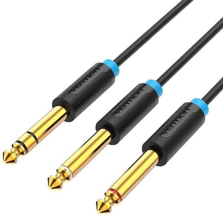 Audio kabel Vention TRS 6.5mm Male to 2*6.5mm Male Audio Cable 2M Black
