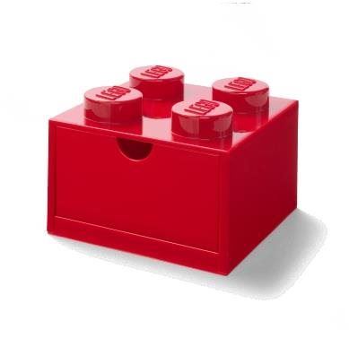 Úložný box LEGO stolní box 4 se zásuvkou červený