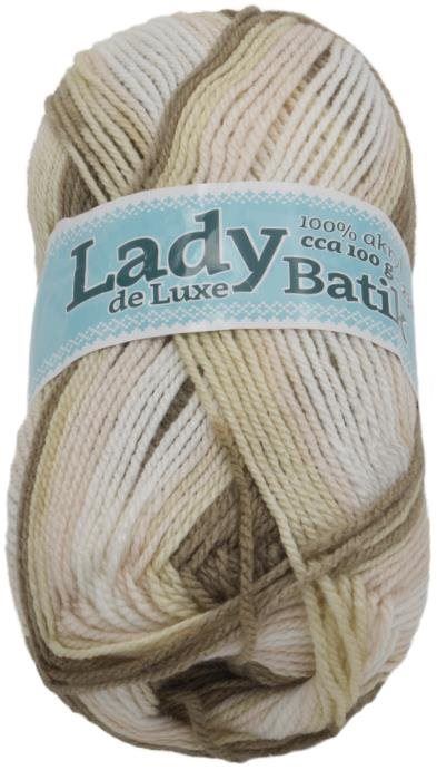 Příze Lady de Luxe BATIK 100g - 614 bílá, béžová