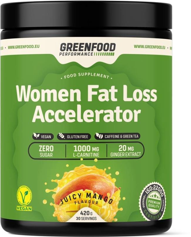 Spalovač tuků GreenFood Nutrition Performance Women Fat Loss Accelerator Juicy mango 420g