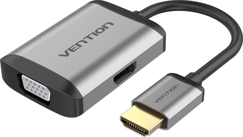 Redukce Vention HDMI to HDMI + VGA Converter 0.15m Gray Metal Type