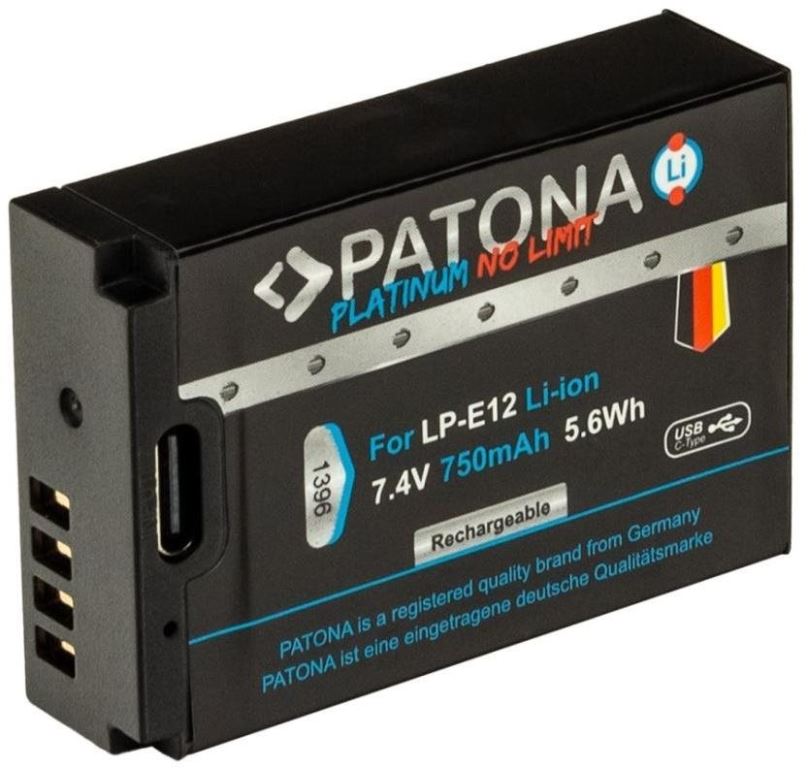 Baterie pro fotoaparát PATONA baterie pro Canon LP-E12 750mAh Li-Ion Platinum USB-C nabíjení