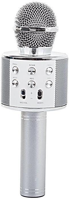 Dětský mikrofon Verk 01377 Karaoke Bluetooth mikrofon, 1800mAh, stříbrný