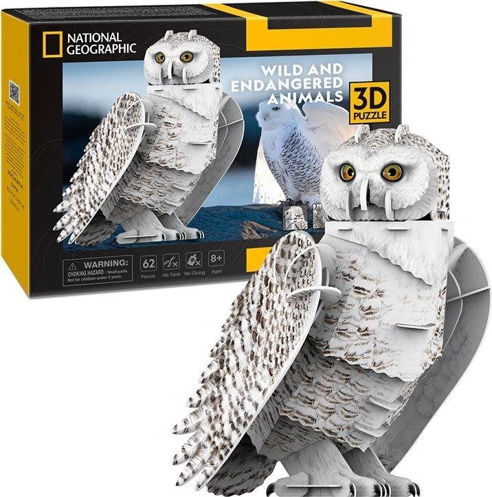 3D puzzle CUBICFUN 3D puzzle National Geographic: Sněžná sova 62 dílků