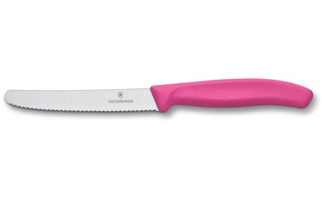 Kuchyňský nůž Victorinox nůž na rajčata s vlnkovaným ostřím 11 cm růžový