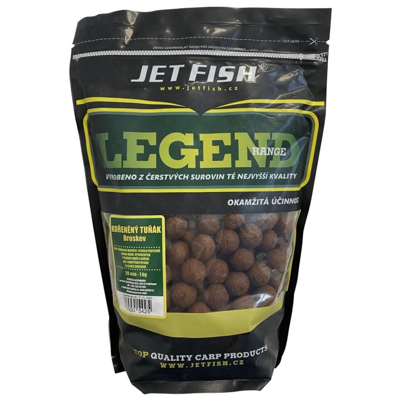 Jet Fish Boilie Legend Kořeněný tuňák + Broskev 1kg 24mm