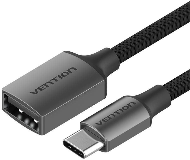 Redukce Vention USB-C to USB-A (F) 2.0 Female OTG Cable 0.15m Gray Aluminum Alloy Type