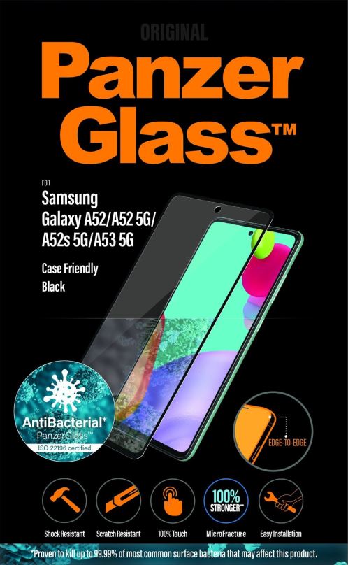 Ochranné sklo PanzerGlass Edge-to-Edge Antibacterial pro Samsung Galaxy A52/A52 5G/A52s 5G/A53 5G