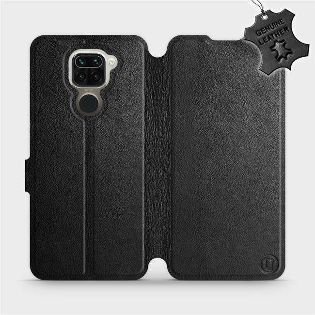 Kryt na mobil Flip pouzdro na mobil Xiaomi Redmi Note 9 - Černé - kožené - Black Leather