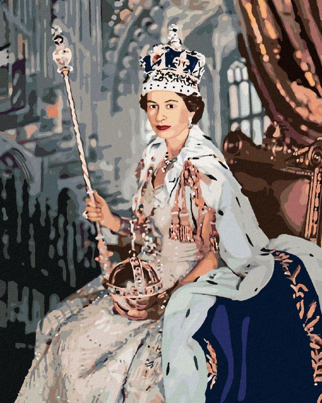 Malování podle čísel Korunovace královny Alžběty II., 40x50 cm, bez rámu a bez vypnutí plátna