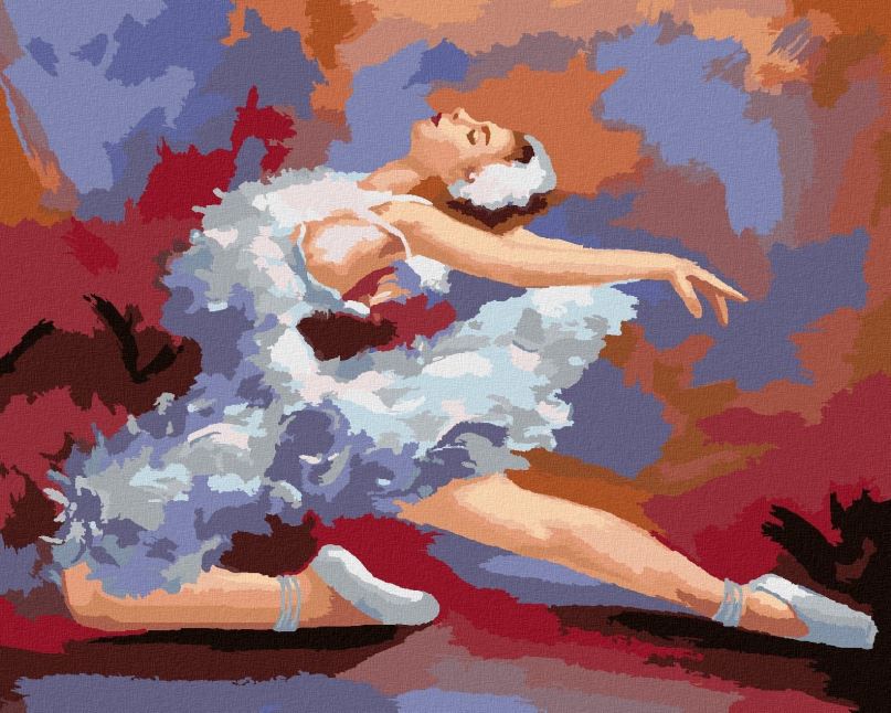 Malování podle čísel Baletka v pestrých barvách, 40x50 cm, bez rámu a bez vypnutí plátna