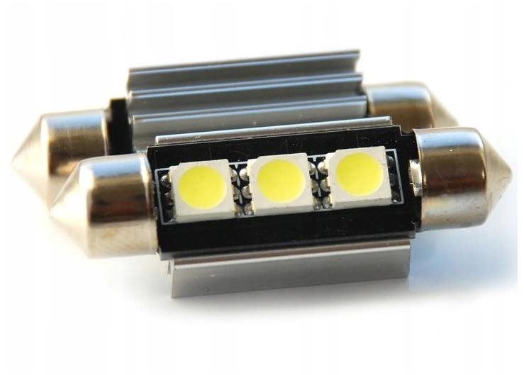 LED autožárovka Rabel 36 mm Canbus 3 smd 5050 C5W C10W SV8,5 bílá