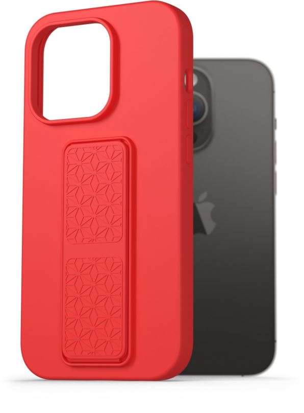 Kryt na mobil AlzaGuard Liquid Silicone Case with Stand pro iPhone 14 Pro červené