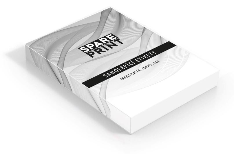 Etikety SPARE PRINT PREMIUM samolepicí, bílé, 100 archů A4 v krabici (1 arch/1x etiketa 210x297mm)