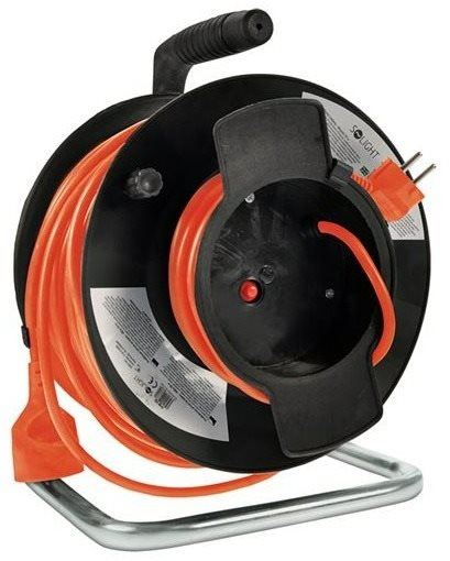 Prodlužovací kabel Solight prodlužovací přívod na bubnu, 1 zásuvka, 50m, oranžový kabel, 3x 1,5mm2