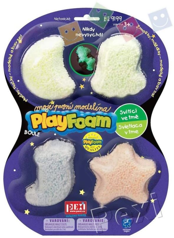 Modelovací hmota PlayFoam Boule 4pack - svítící