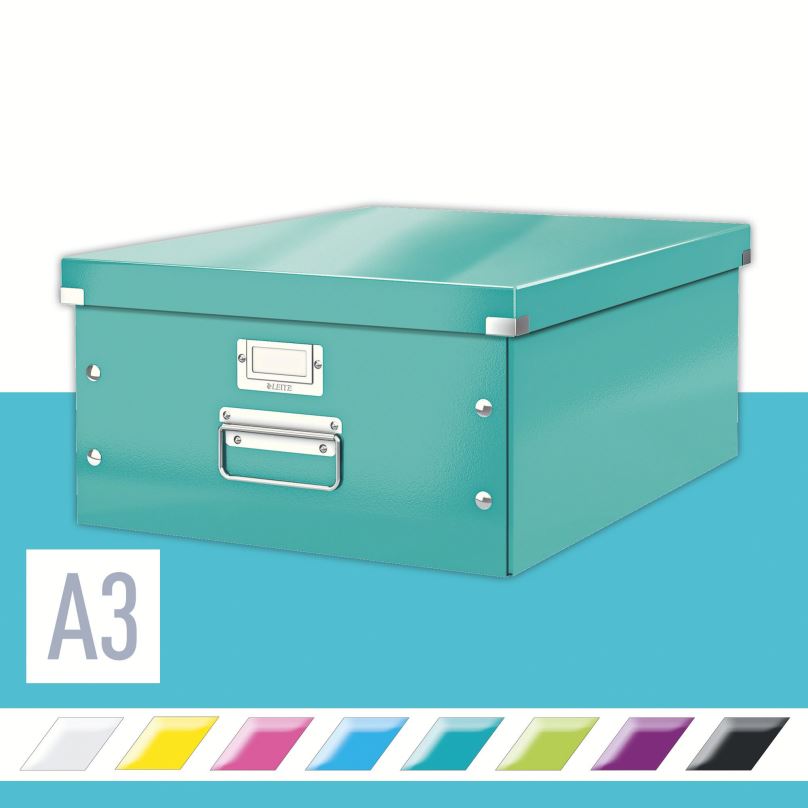 Archivační krabice LEITZ WOW Click & Store A3 36.9 x 20 x 48.2 cm, ledově modrá