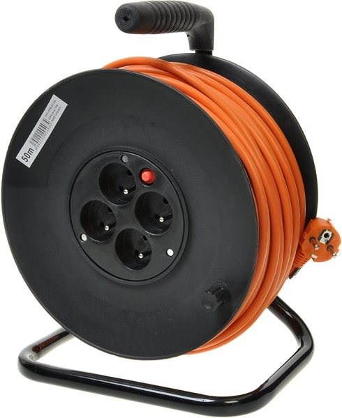 Napájecí kabel PremiumCord prodlužovací kabel 250V 25m buben, 4x zásuvka, oranžový