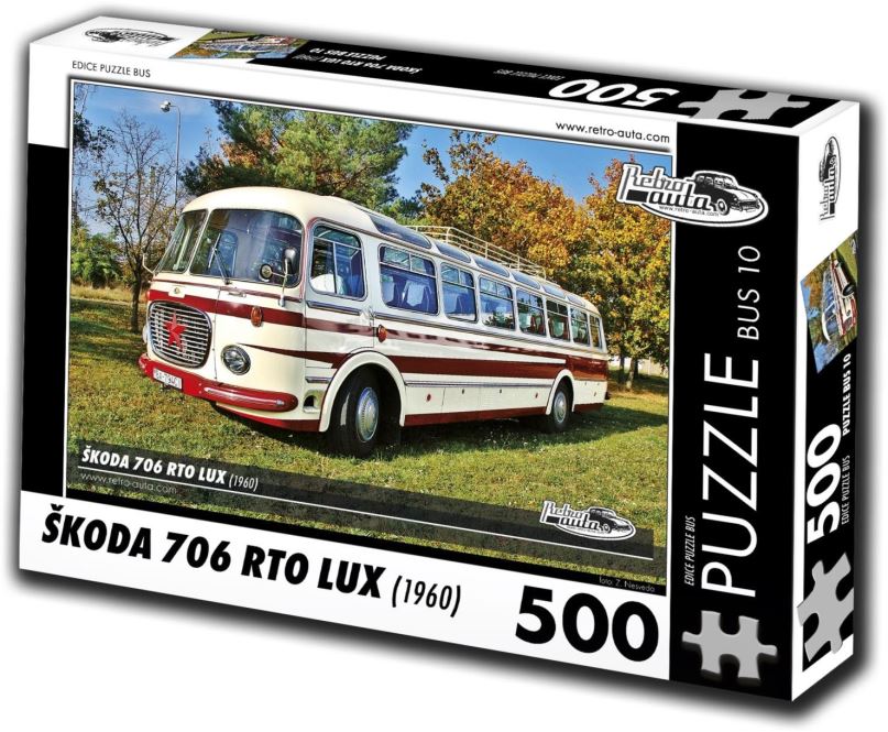 Puzzle Retro-auta Puzzle Bus č. 10 Škoda 706 RTO LUX (1960) 500 dílků